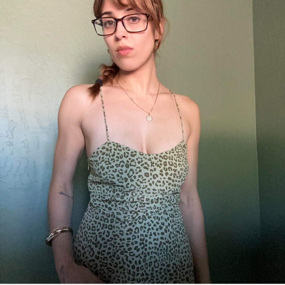 Zara Green Leopard Print Mini Dress